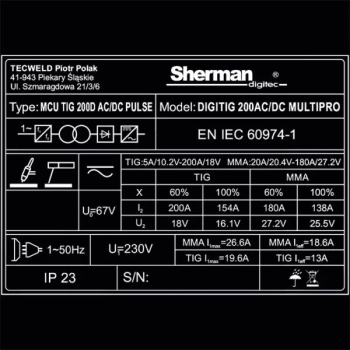 Sherman DIGITIG 200 AC/DC Multipro